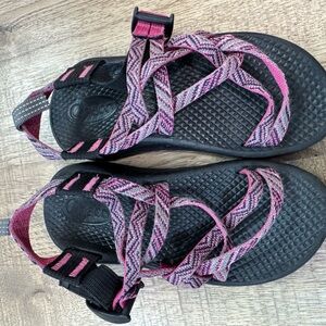 Chaco Pink Multicolor Braided Strap Sandals